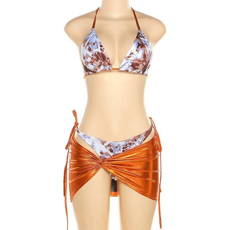 Sunrise Shimmer Skirt Set- bikini with cover