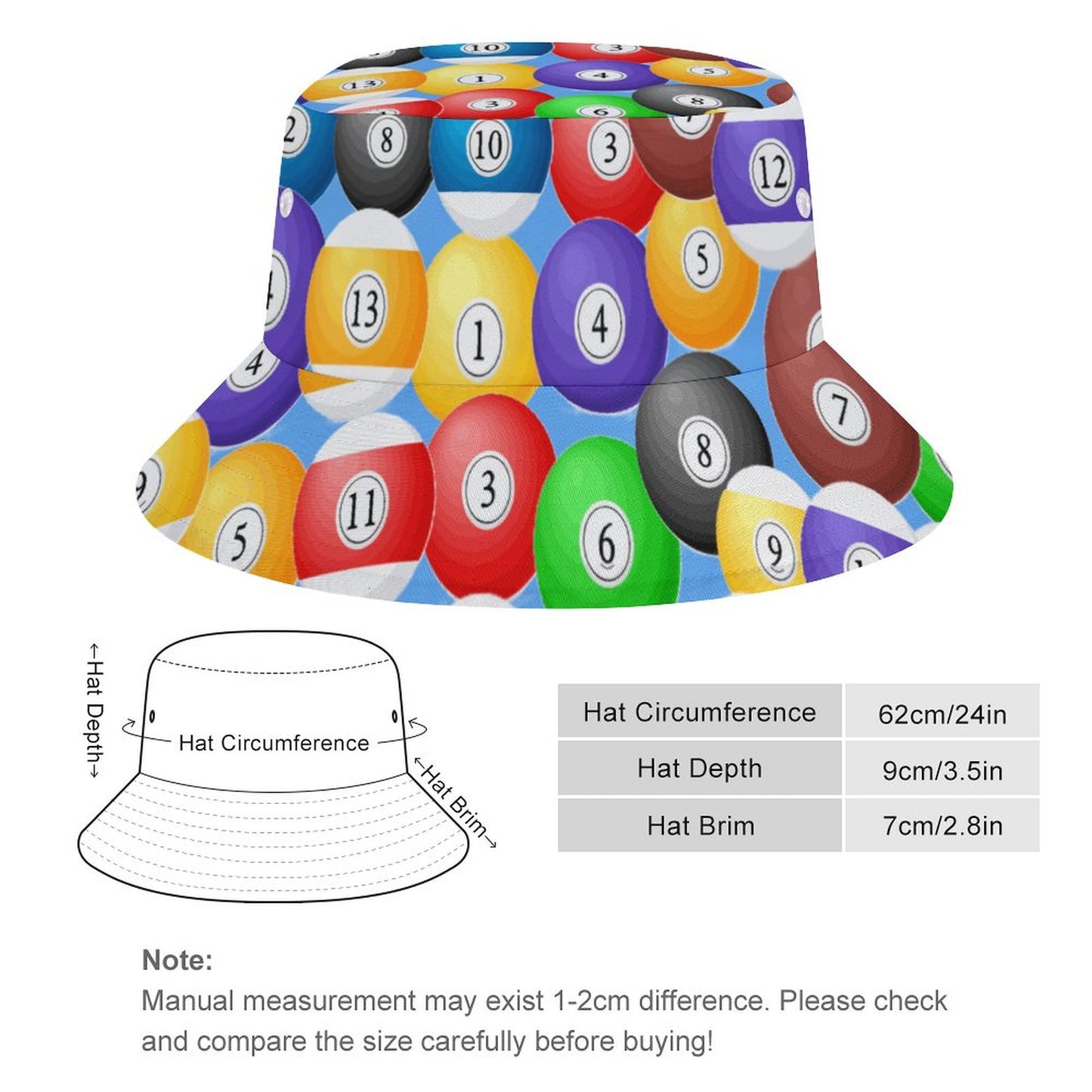 Pool Balls Collection:  Oversized Bucket Hat
