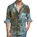 Blue Felt Men's Casual Long-Sleeve Shirt