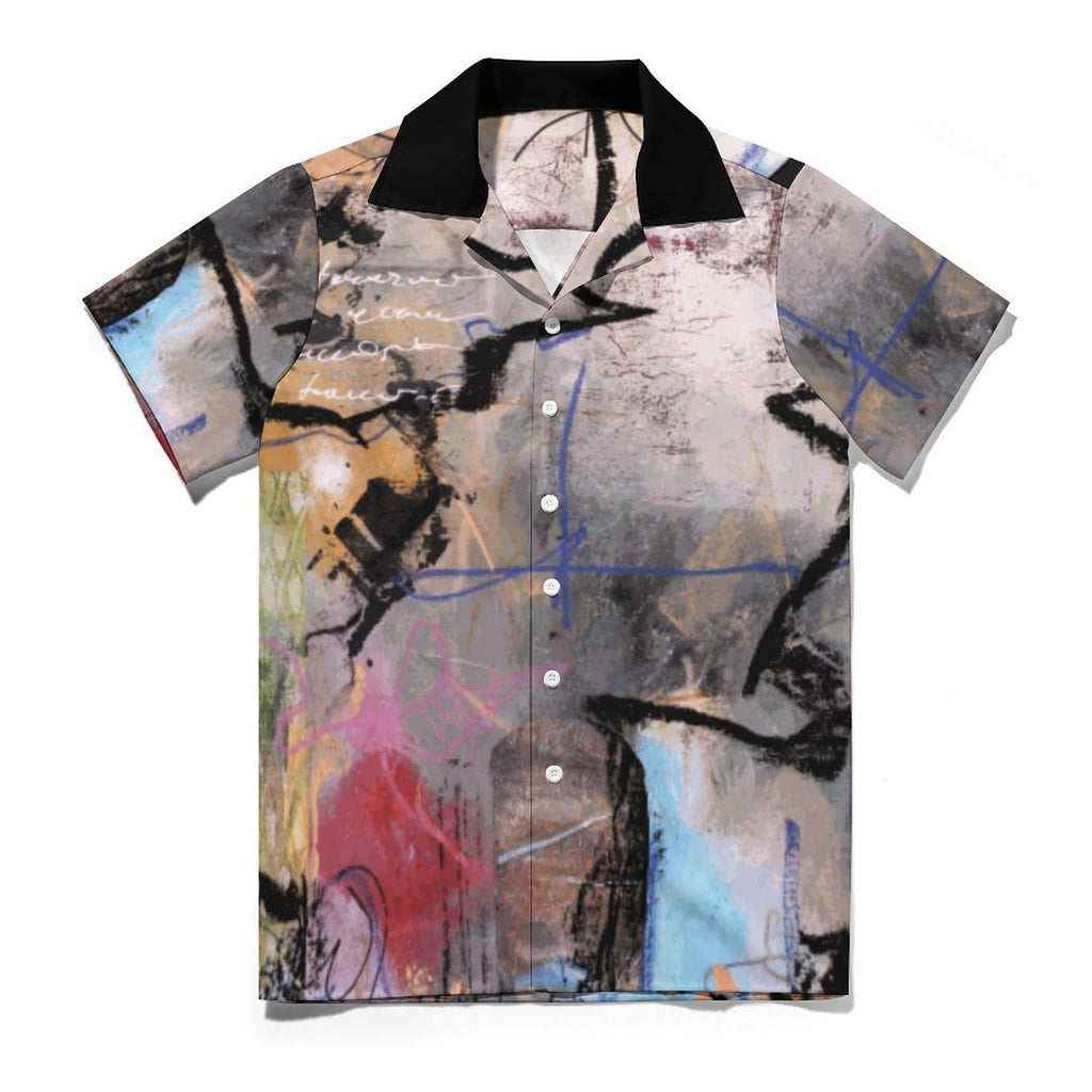 City Collection - Men's Cuban Collar Button Down Shirt (Crack)
