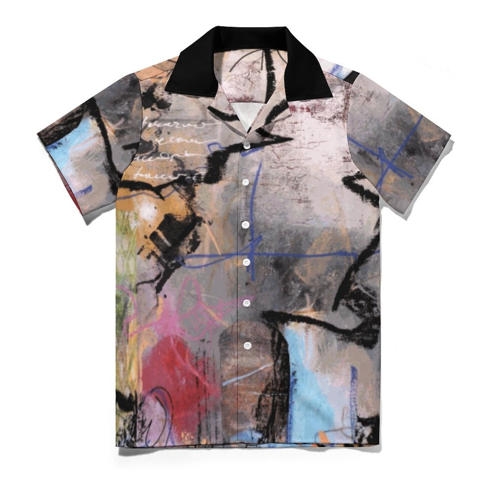 City Collection - Men's Cuban Collar Button Down Shirt (Crack)