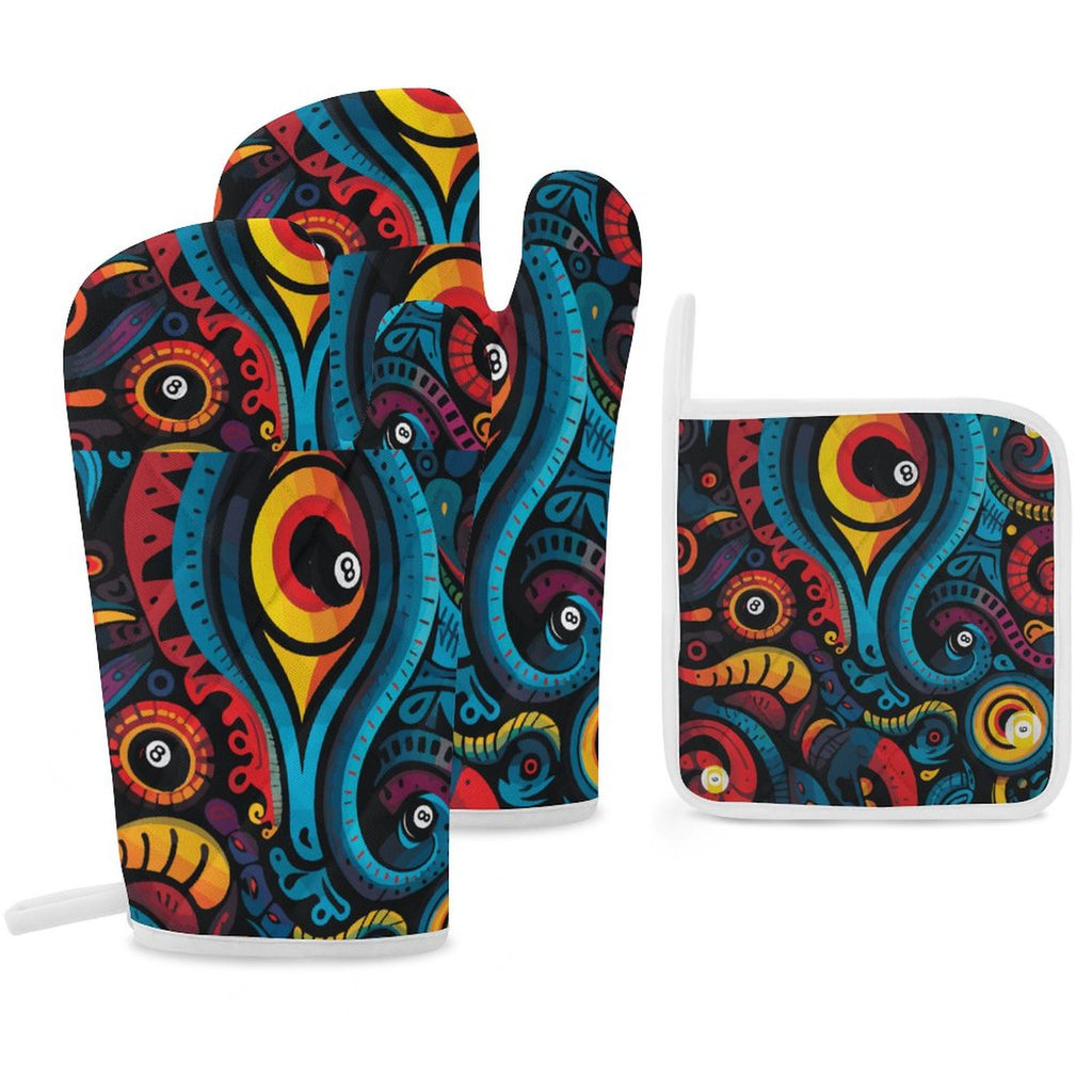 Oven Mitts & Pot Holder Set of 3 (Multi-image Splicing)