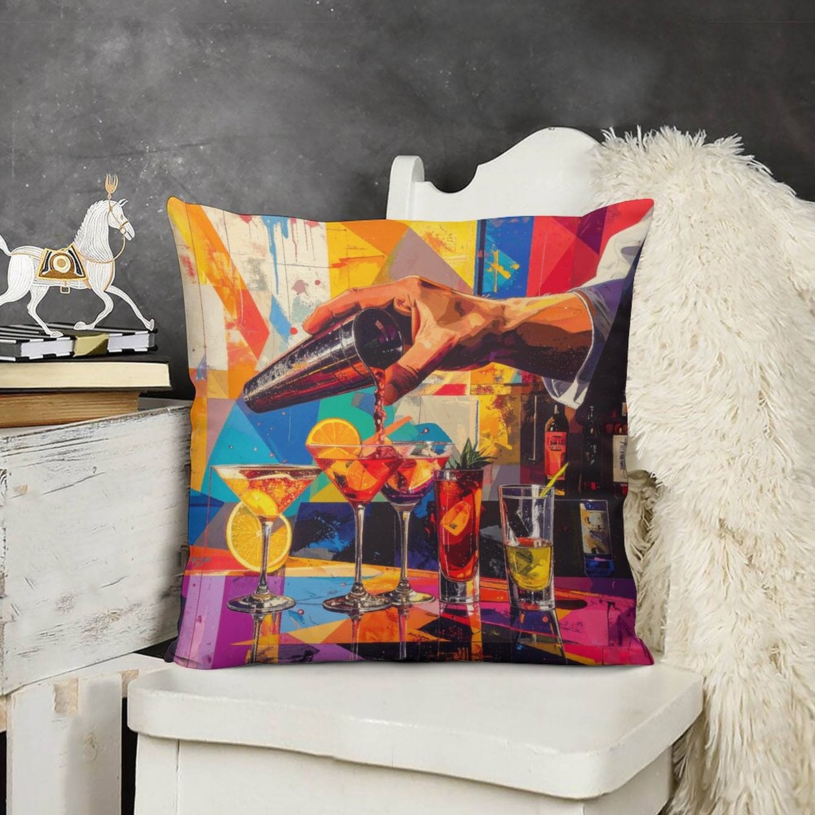 Short Plush Pillow Cover(Dual-sided Printing)