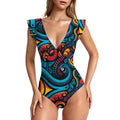 Women's Ruffled Sleeve One Piece Swimsuit(All-Over Printing)