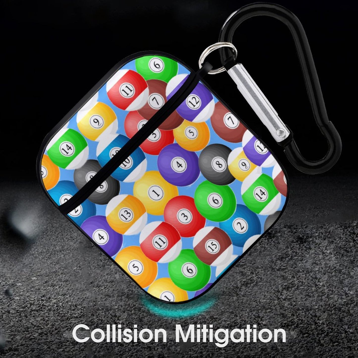 Poolballs AirPods Case – Protective PC Cover with Keychain (AirPods 1 & 2)