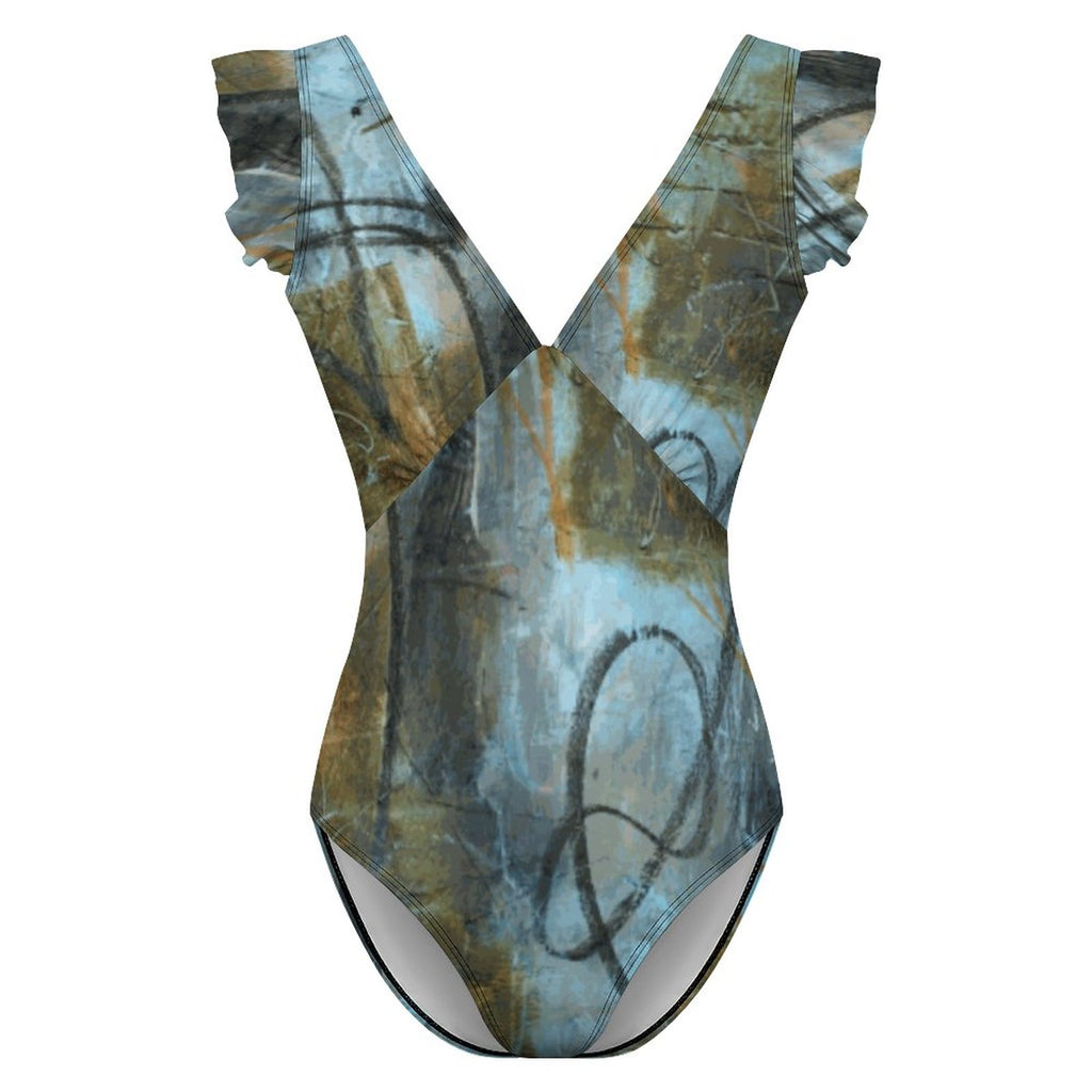 Women's Ruffled Sleeve One Piece Swimsuit(All-Over Printing)