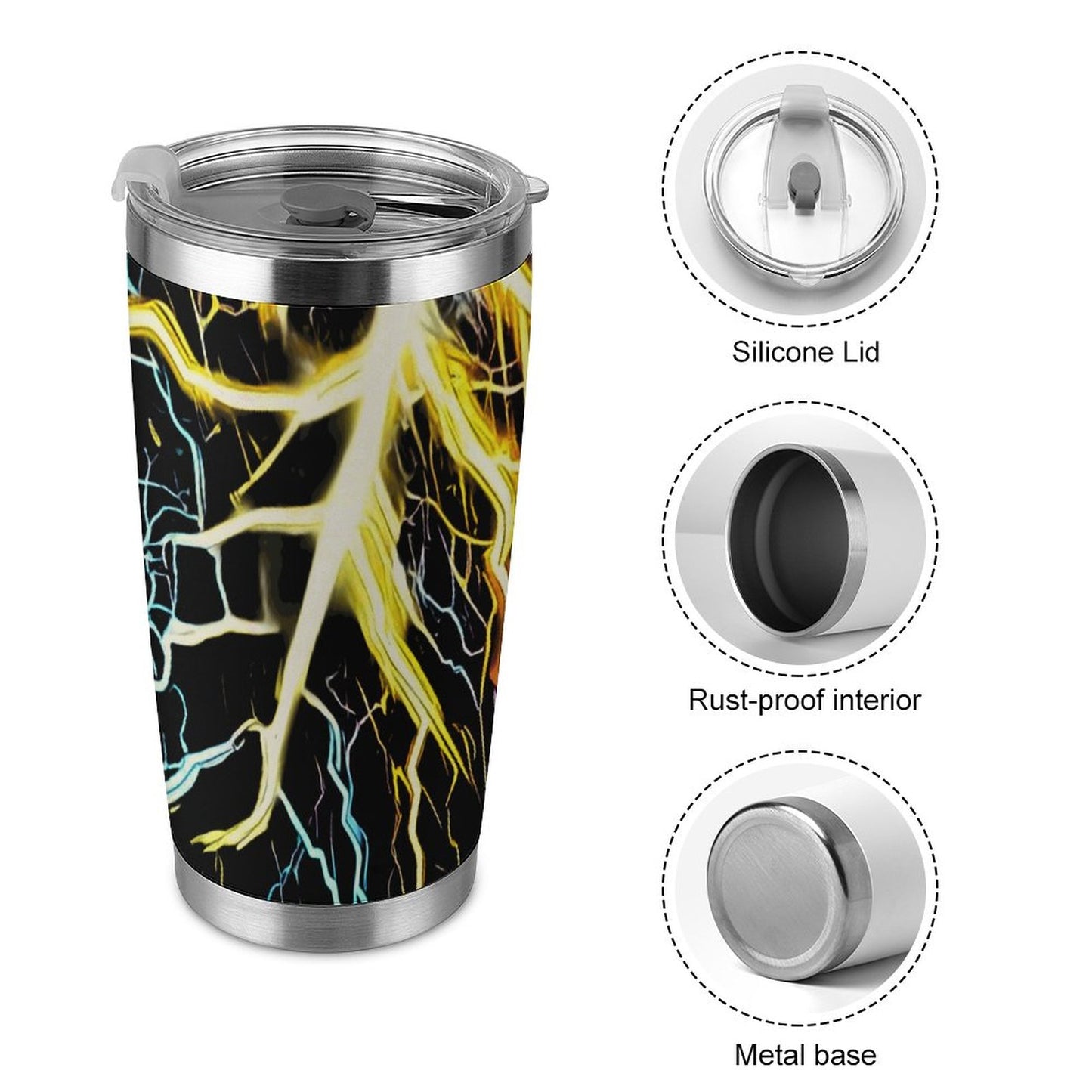 Electrifying 20oz Silver Rim Car Cup