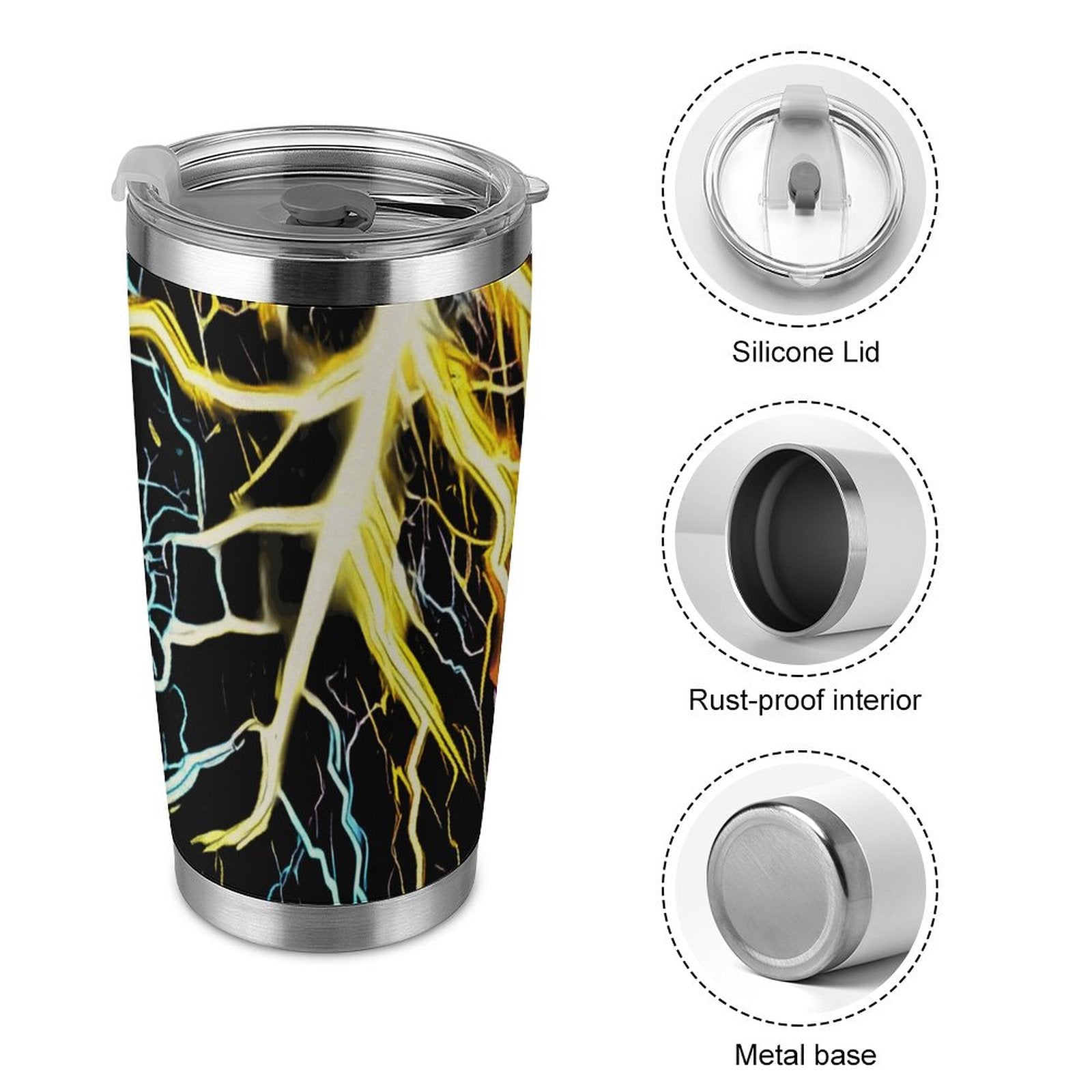 Electrifying 20oz Silver Rim Car Cup