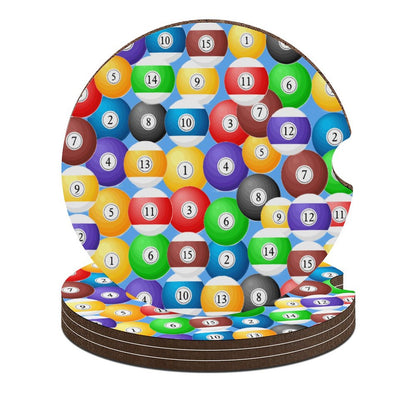 Poolball Wooden Car Coaster – Cup Holder Protector Set