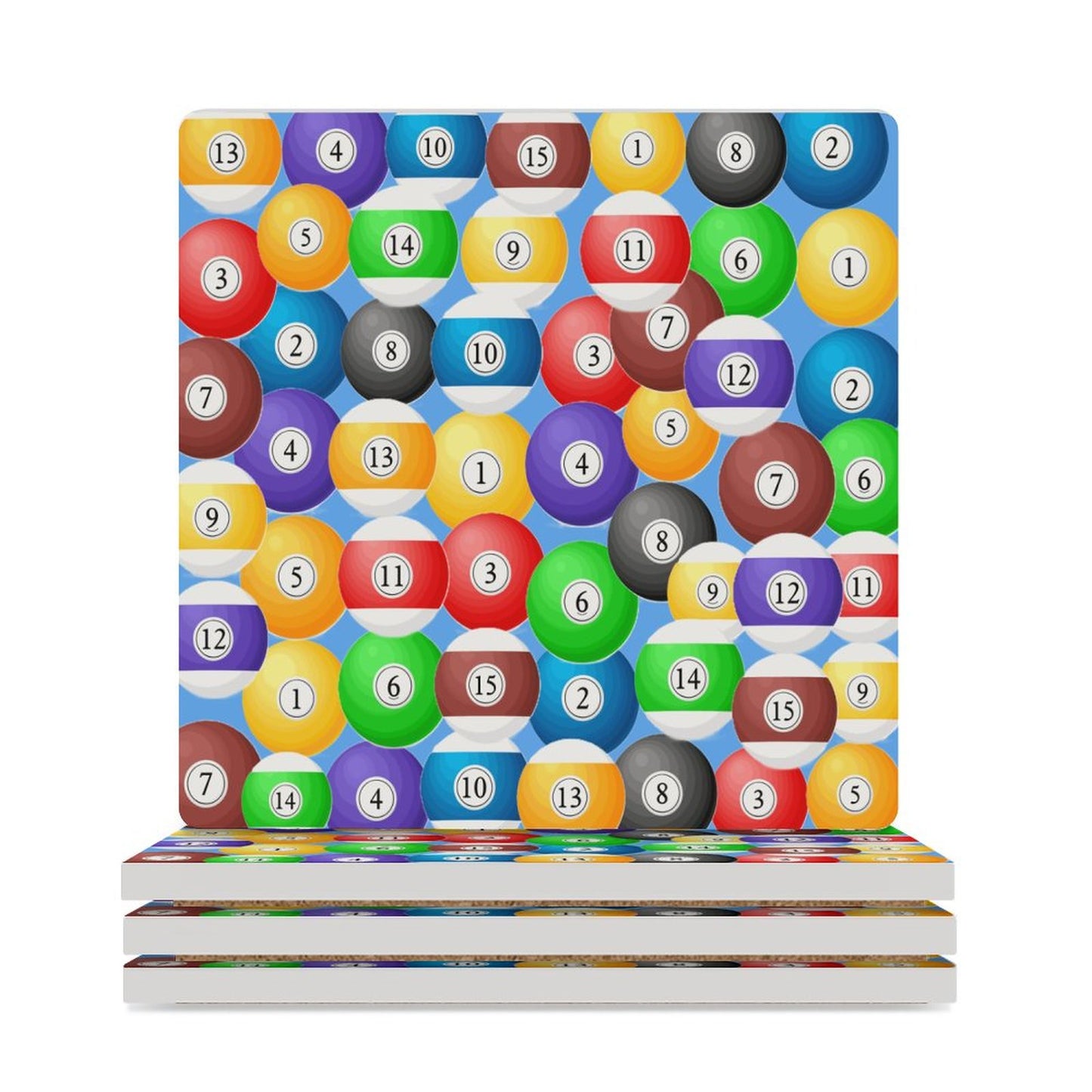 Poolball Square Ceramic Coaster – Cork-Backed Drink Coaster