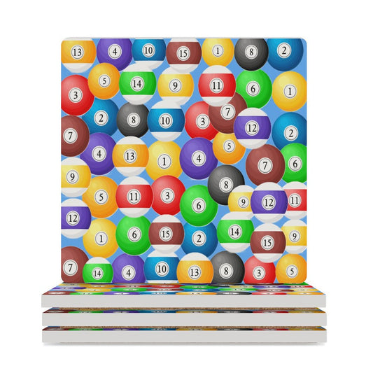 Poolball Square Ceramic Coaster – Cork-Backed Drink Coaster