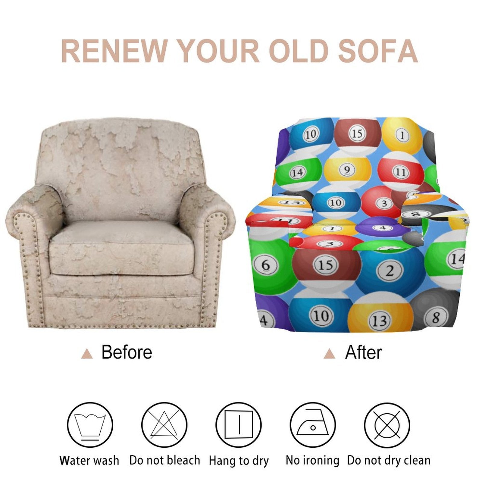 Pool Balls Collection: Single Sofa Cover