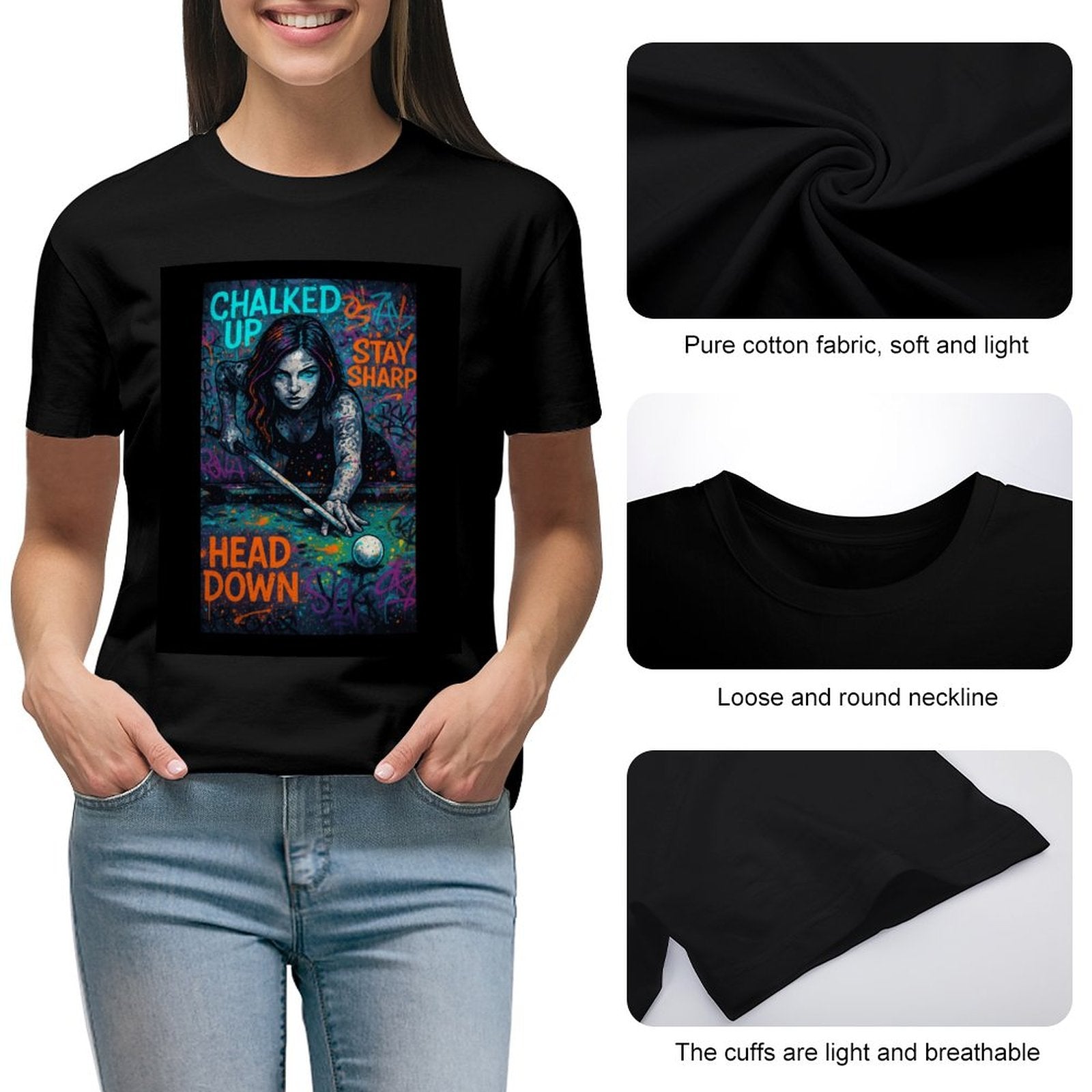 Chalked Up Women's Graphic Tees - Front and Back Graphic