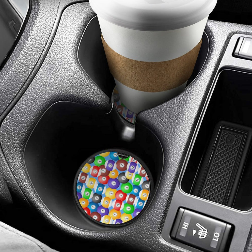 Poolball Wooden Car Coaster – Cup Holder Protector Set