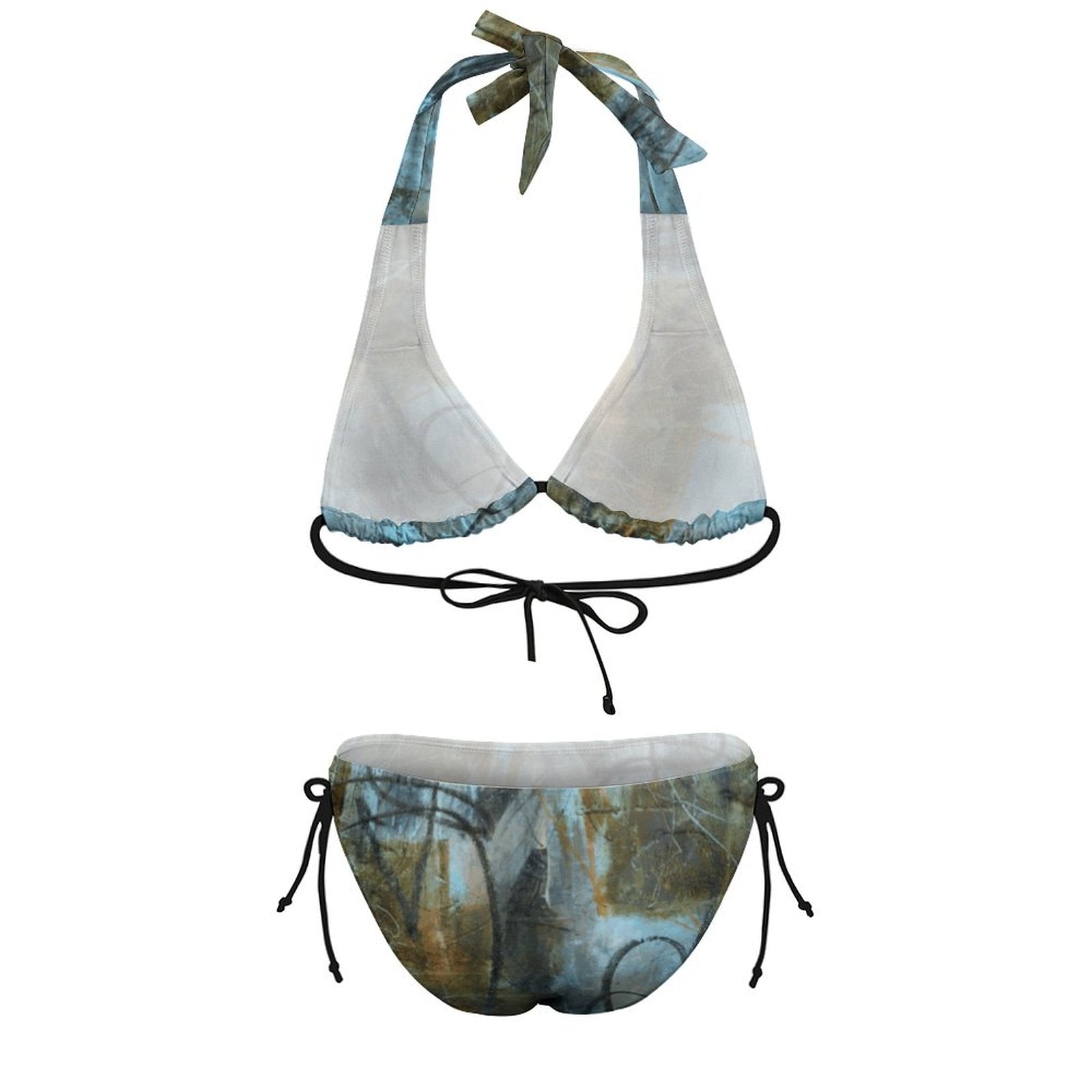 Blue Felt  Halter Bikini Set