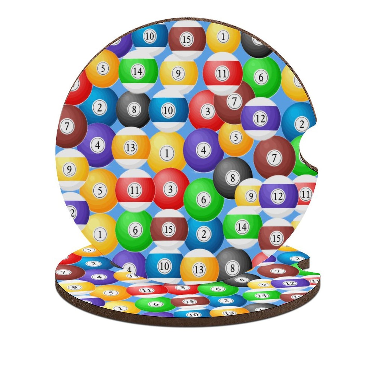 Poolball Wooden Car Coaster – Cup Holder Protector Set