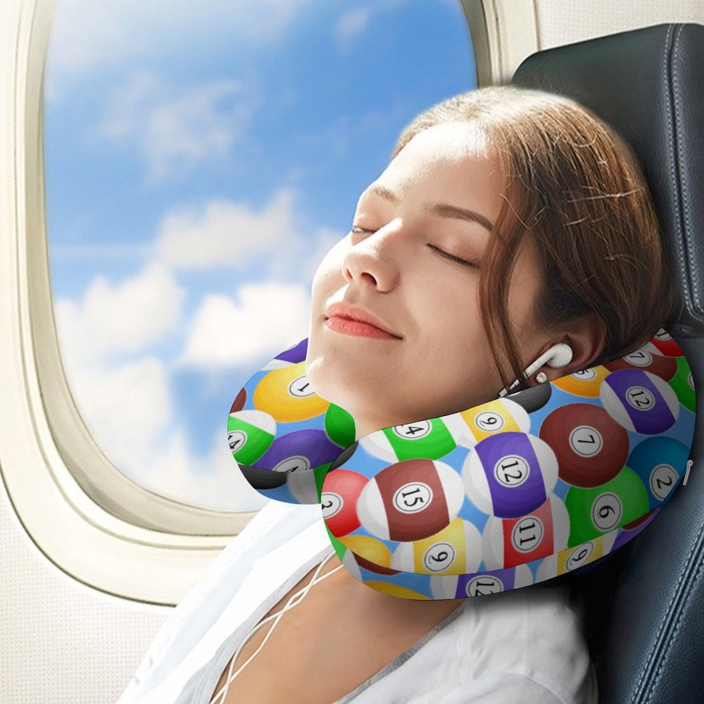 Poolball Memory Foam Neck Pillow – Travel & Car Support Cushion