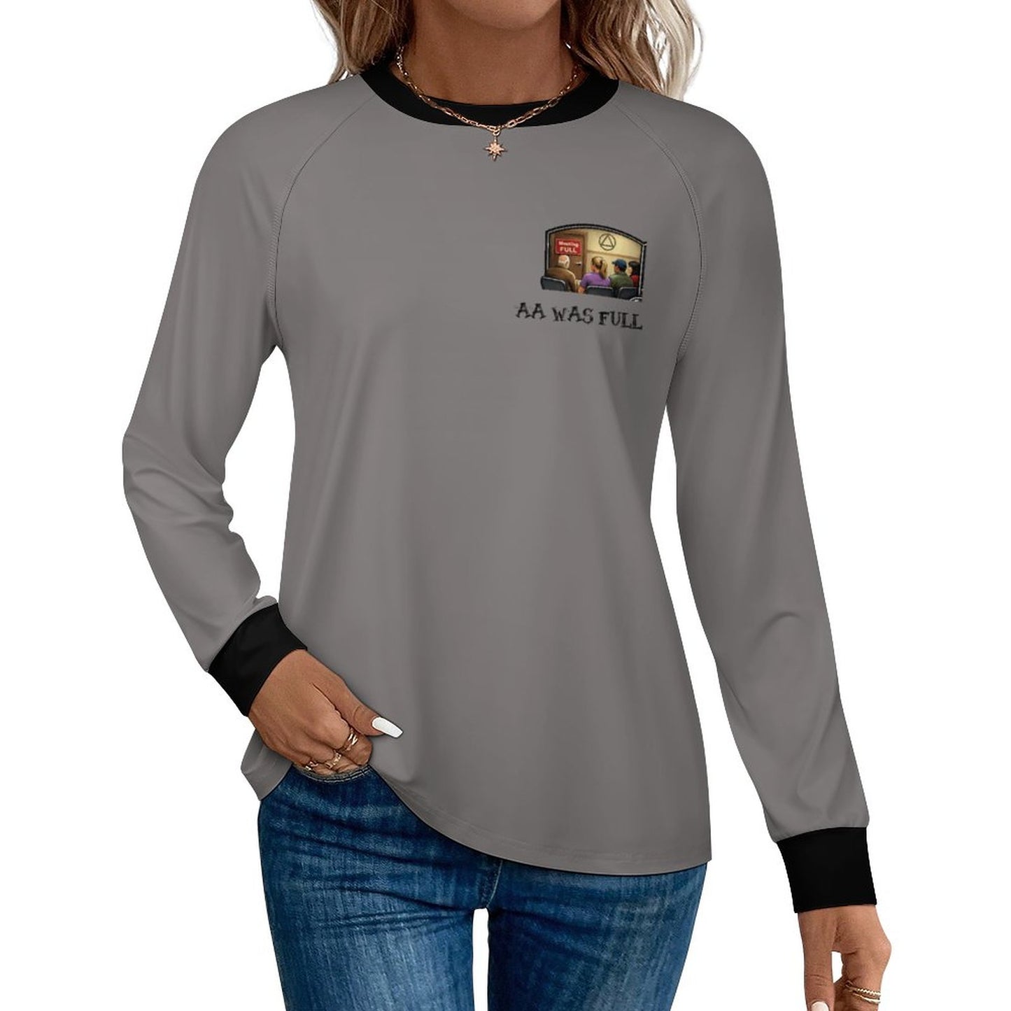 "AA Was Full"  Women’s Cool-Touch Long Sleeve Performance T-Shirt – UPF 50+ Quick-Dry Crewneck