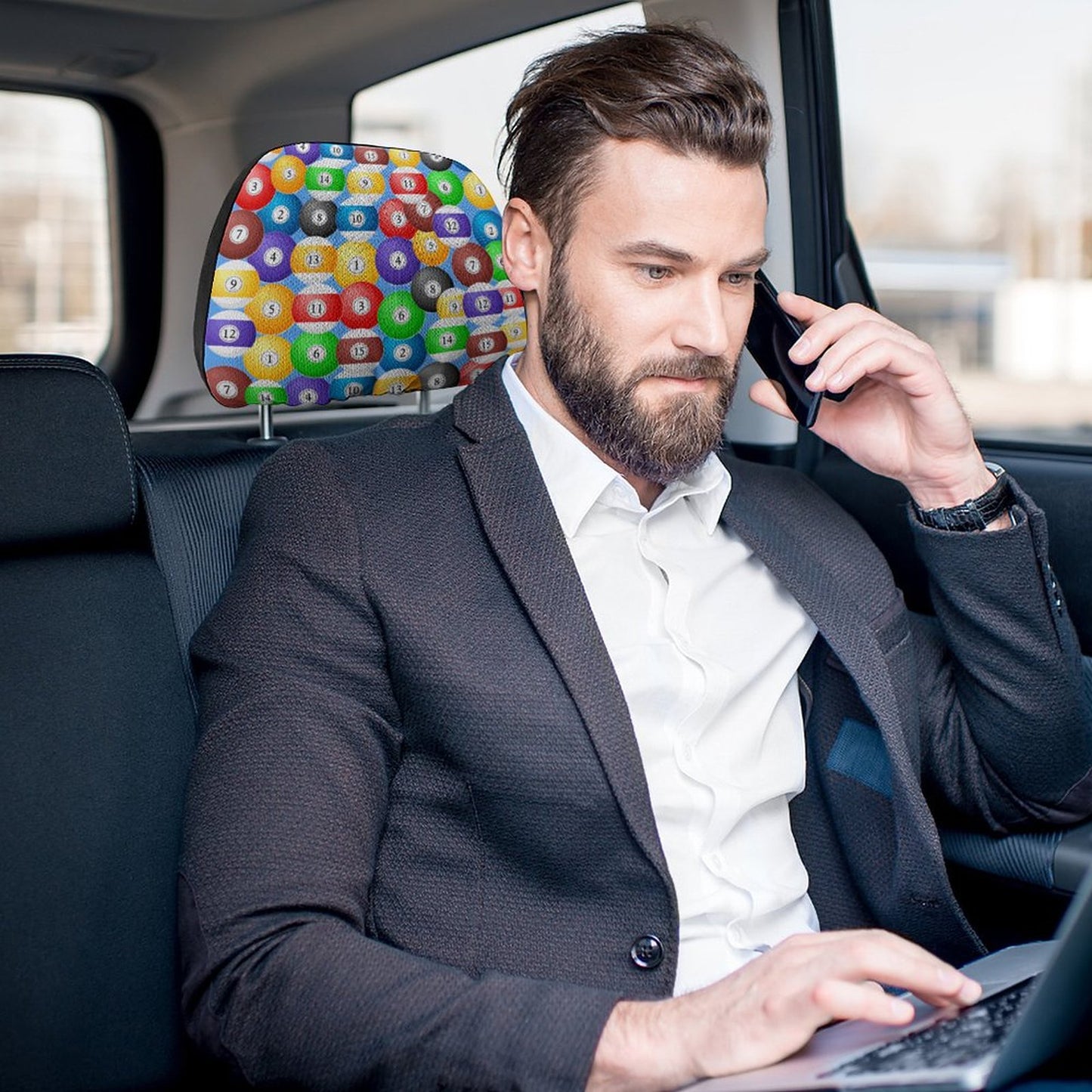 Poolball Car Headrest Cover – Cushioned Protective Headrest Sleeve