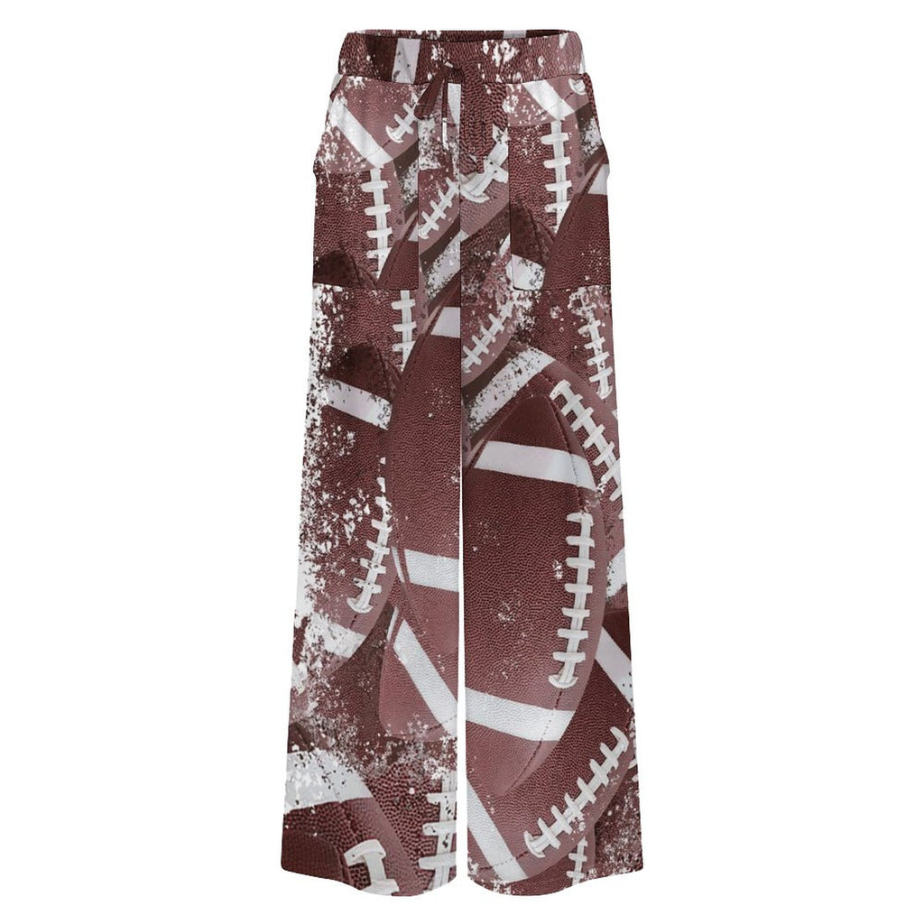 Women’s High-Waisted Wide Leg Football Pants – Soft Faux Cotton Comfort