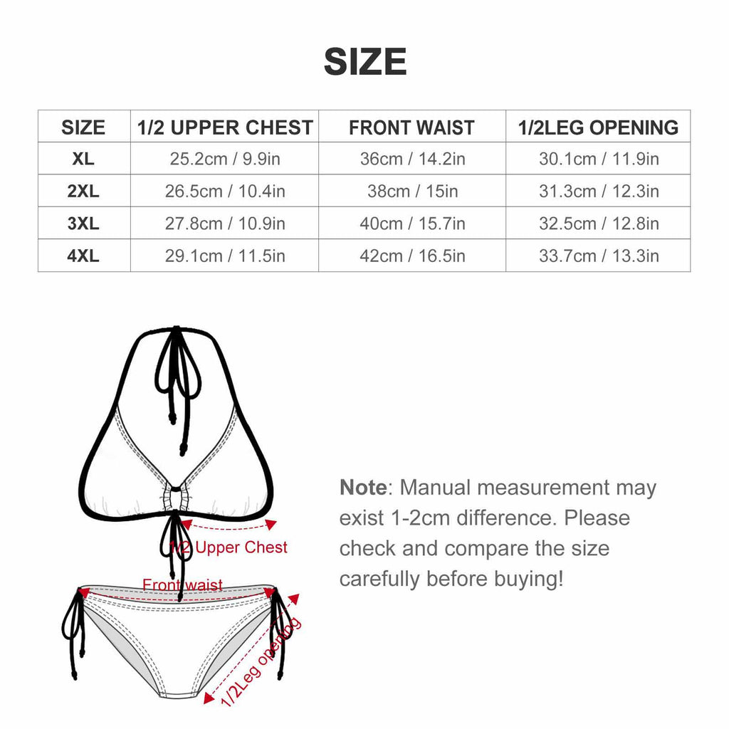 Plus Size Halter Tie Front Bikini Set(All-Over Printing)