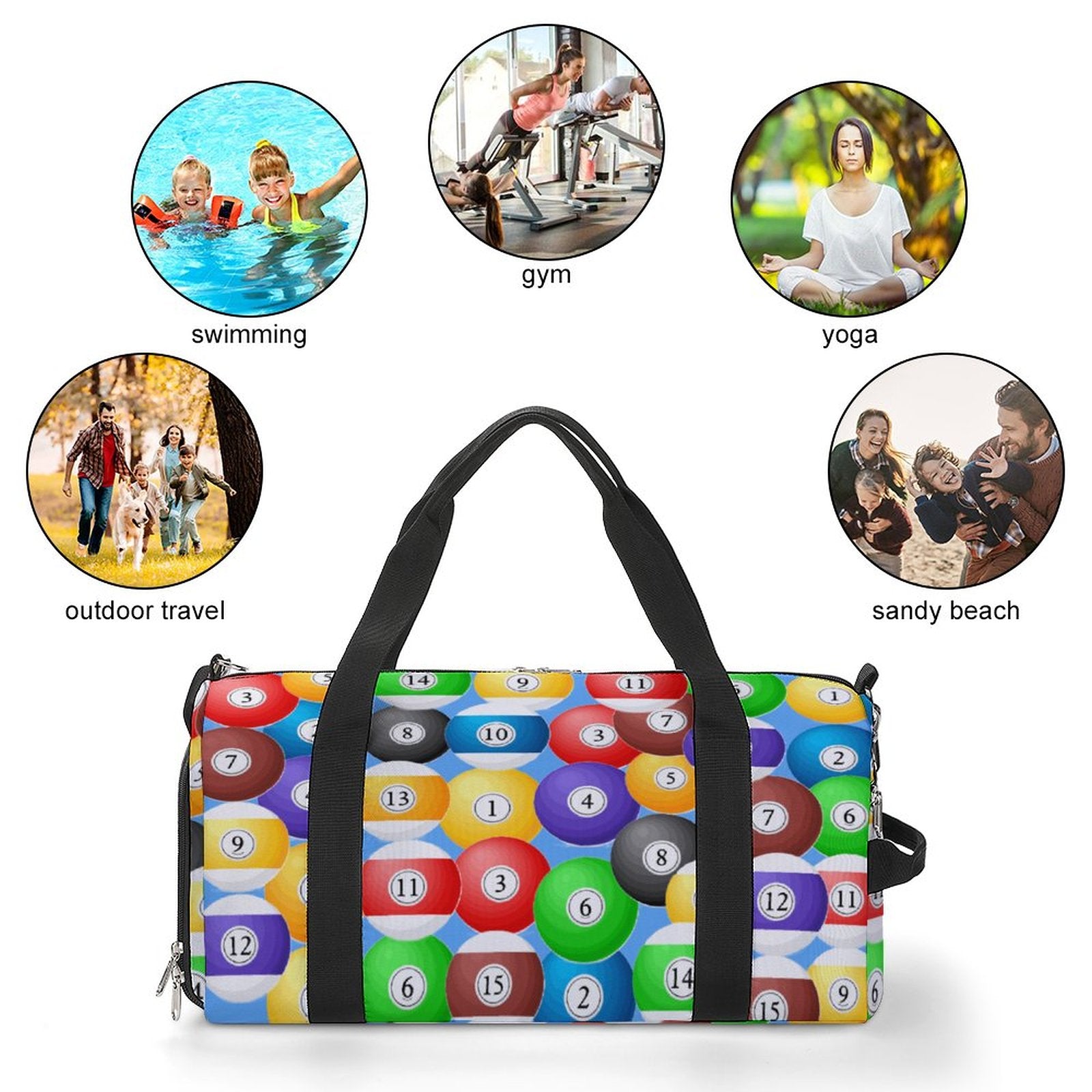 Pool Balls Collection: Gym bag Large Capacity Sports Duffel