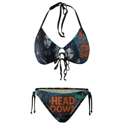 Chalked Up – Women’s Tie-Front Halter Bikini Set | “Head Down / Stay Sharp” Edition