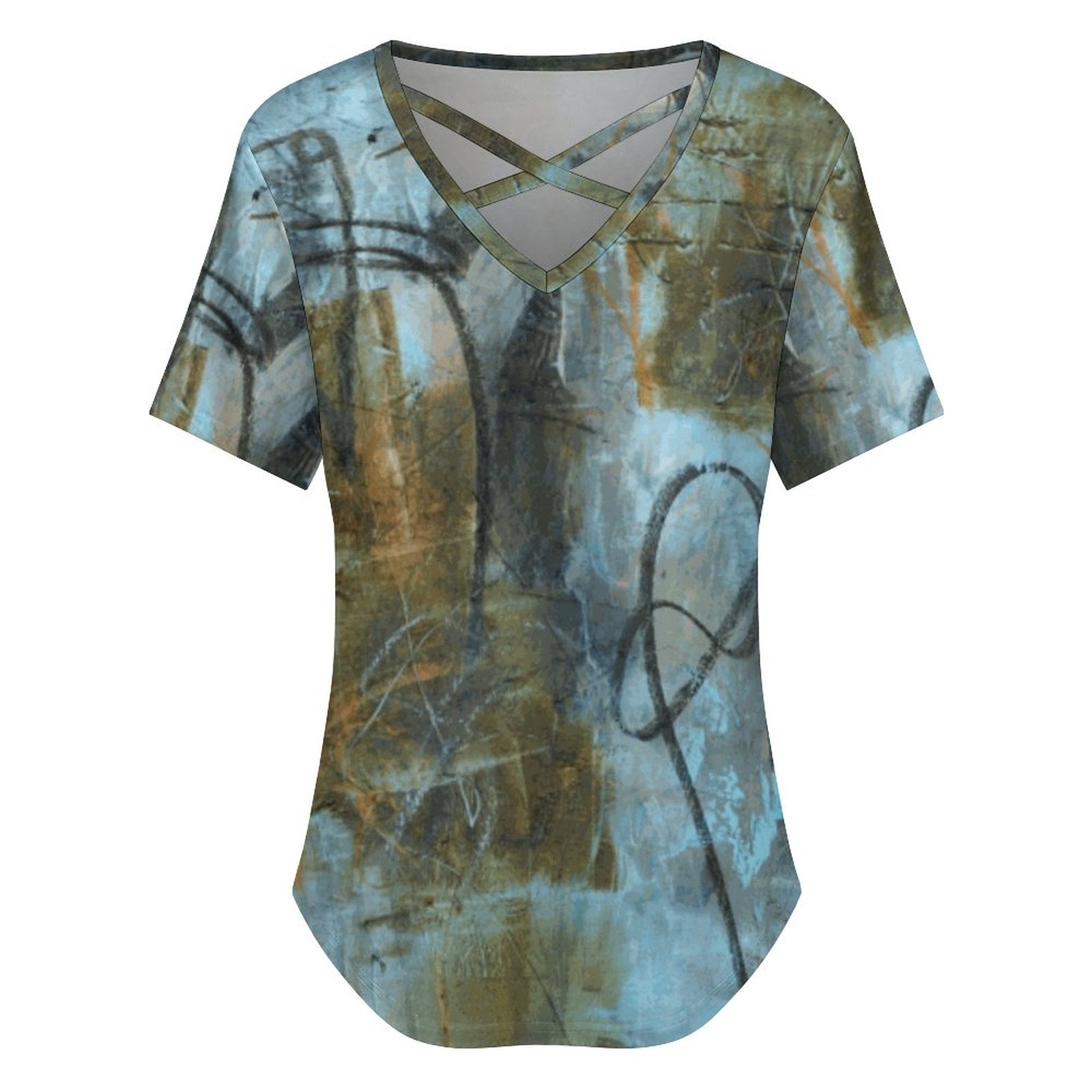 180gsm Women's V Neck Short Sleeve T-Shirt(All-Over Printing)