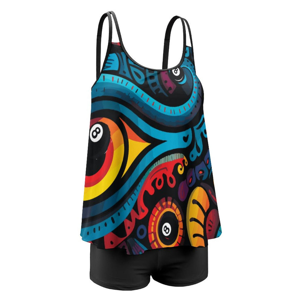 Tankini Two Piece Swimsuit(All-Over Printing on the Top)