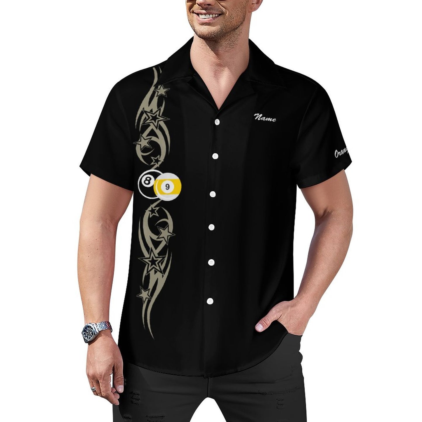 Cue-Tastic Team Shirt - Short Sleeved Cuban Collar Men's Shirt