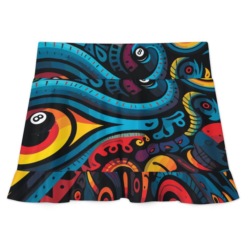 180gsm Ruffled Yoga Skort with Pockets(All-Over Printing)