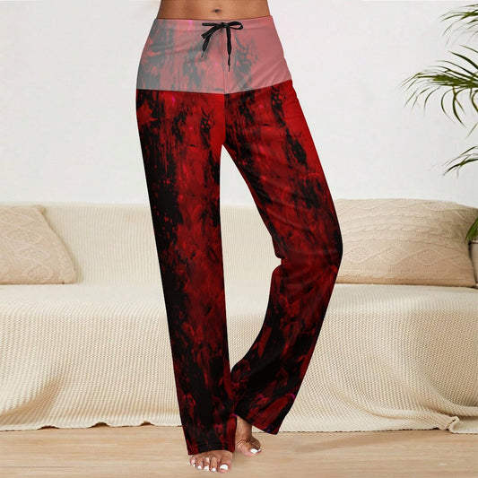 Red Crush City - Straight-Leg Drawstring Yoga Pants