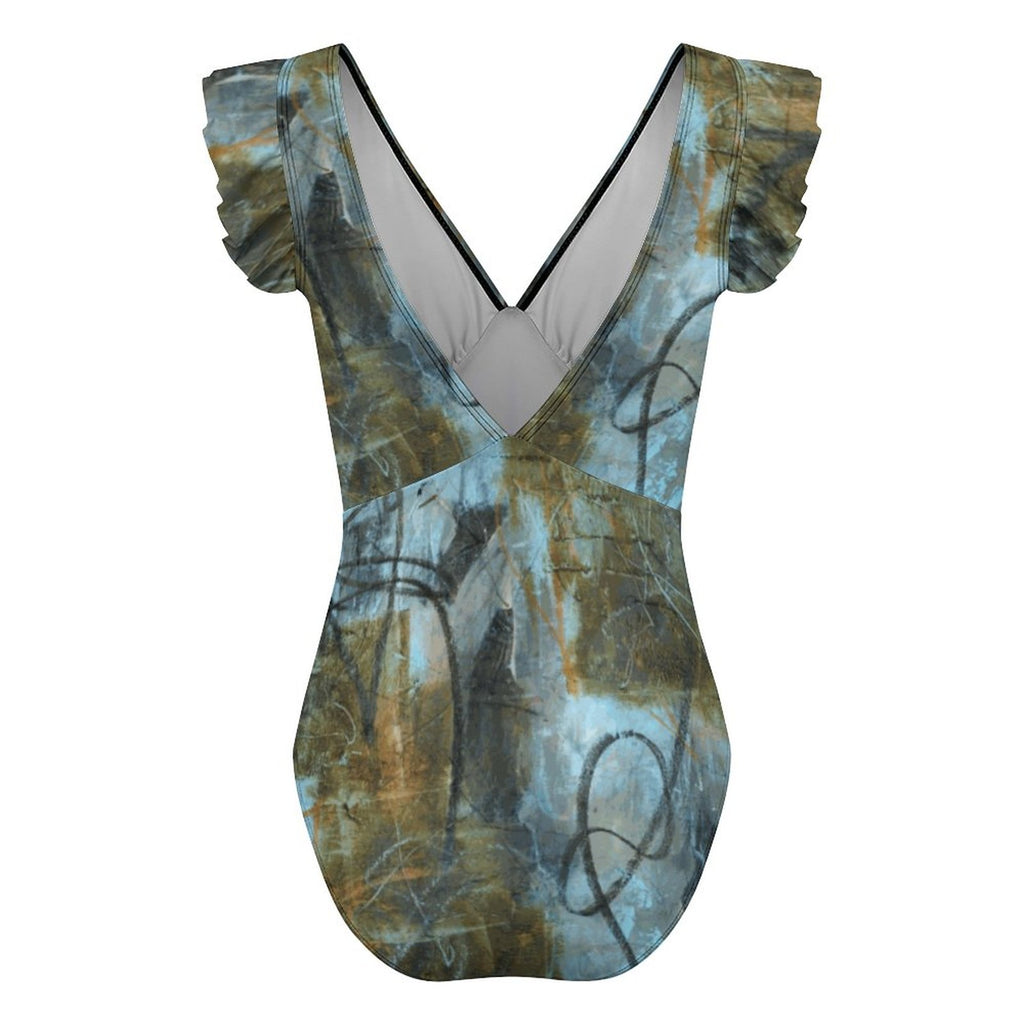 Women's Ruffled Sleeve One Piece Swimsuit(All-Over Printing)