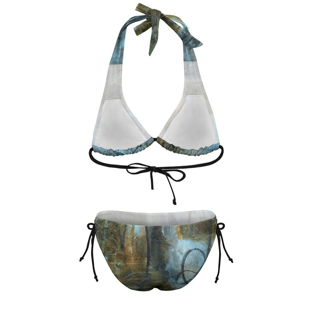 Plus Size Women‘s Halter Bikini Set(All-Over Printing)