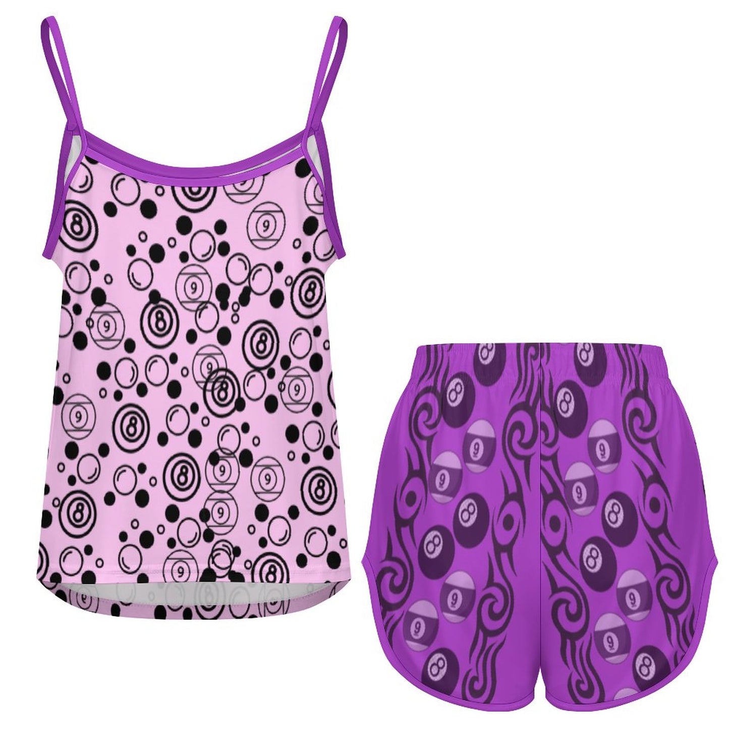 Bubbles and Billiards - Silk Camisole Pajama Set