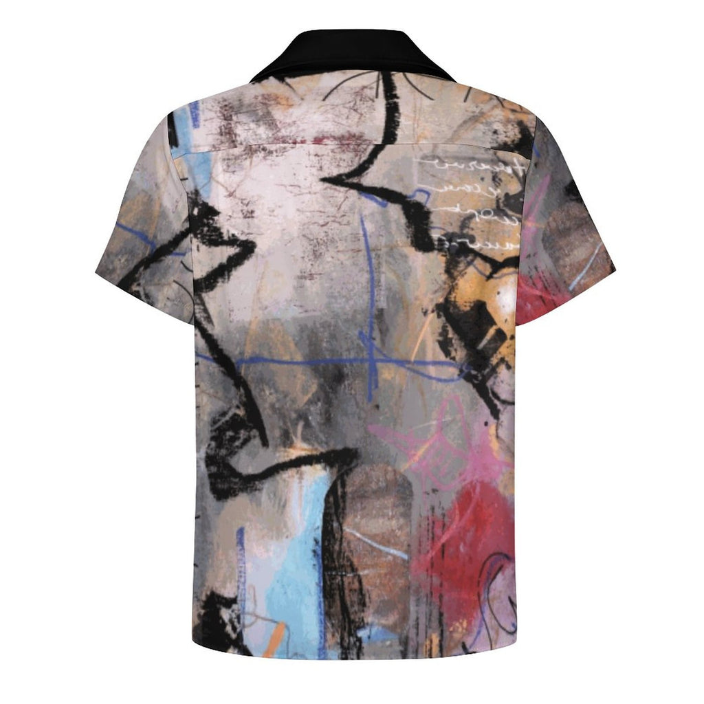 City Collection - Men's Cuban Collar Button Down Shirt (Crack)