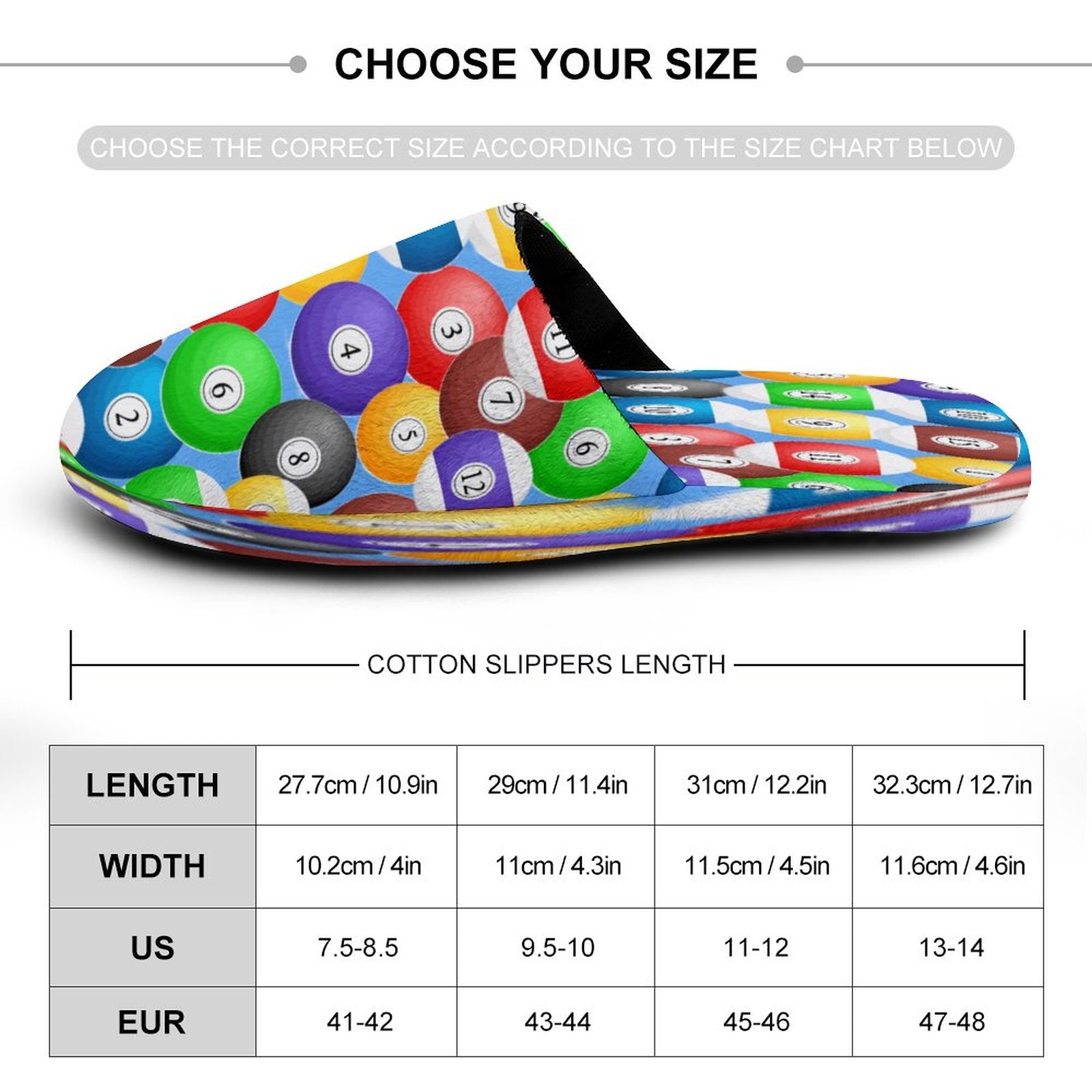 Pool Balls Collection: Men's Flannel Cotton Slippers