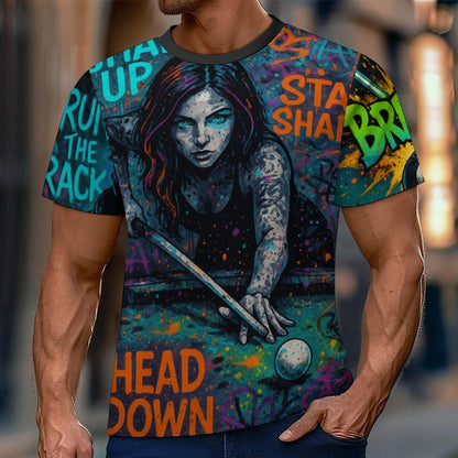 "Chalked Up"  Billiards Graphic Men’s T-Shirt –  Soft Touch, Ultra-Vivid Design