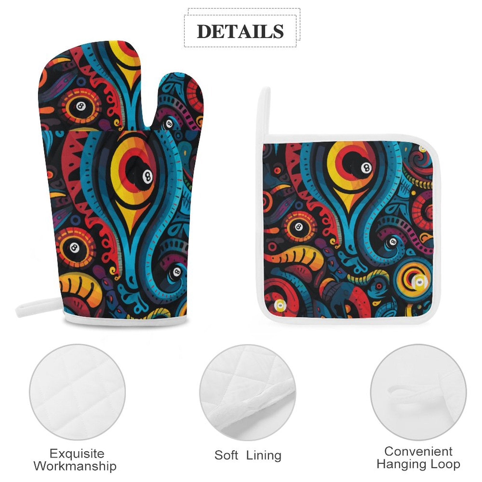 Oven Mitts & Pot Holder Set of 3 (Multi-image Splicing)
