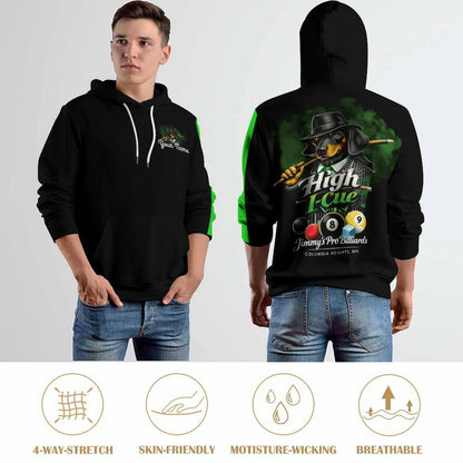 High I-Cue MN  Cool Unisex Hoodie with Double-layer Cap and Green Stripe On Sleeve