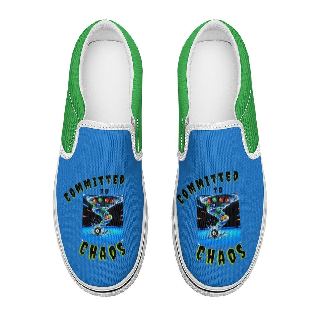Committed to Chaos -Unisex Slip-On Canvas Sneakers – Lightweight Comfort with Bold Personality