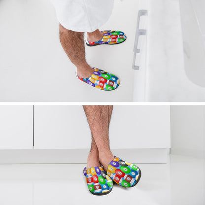 Pool Balls Cotton Men's Slippers – Comfortable Indoor House Slippers