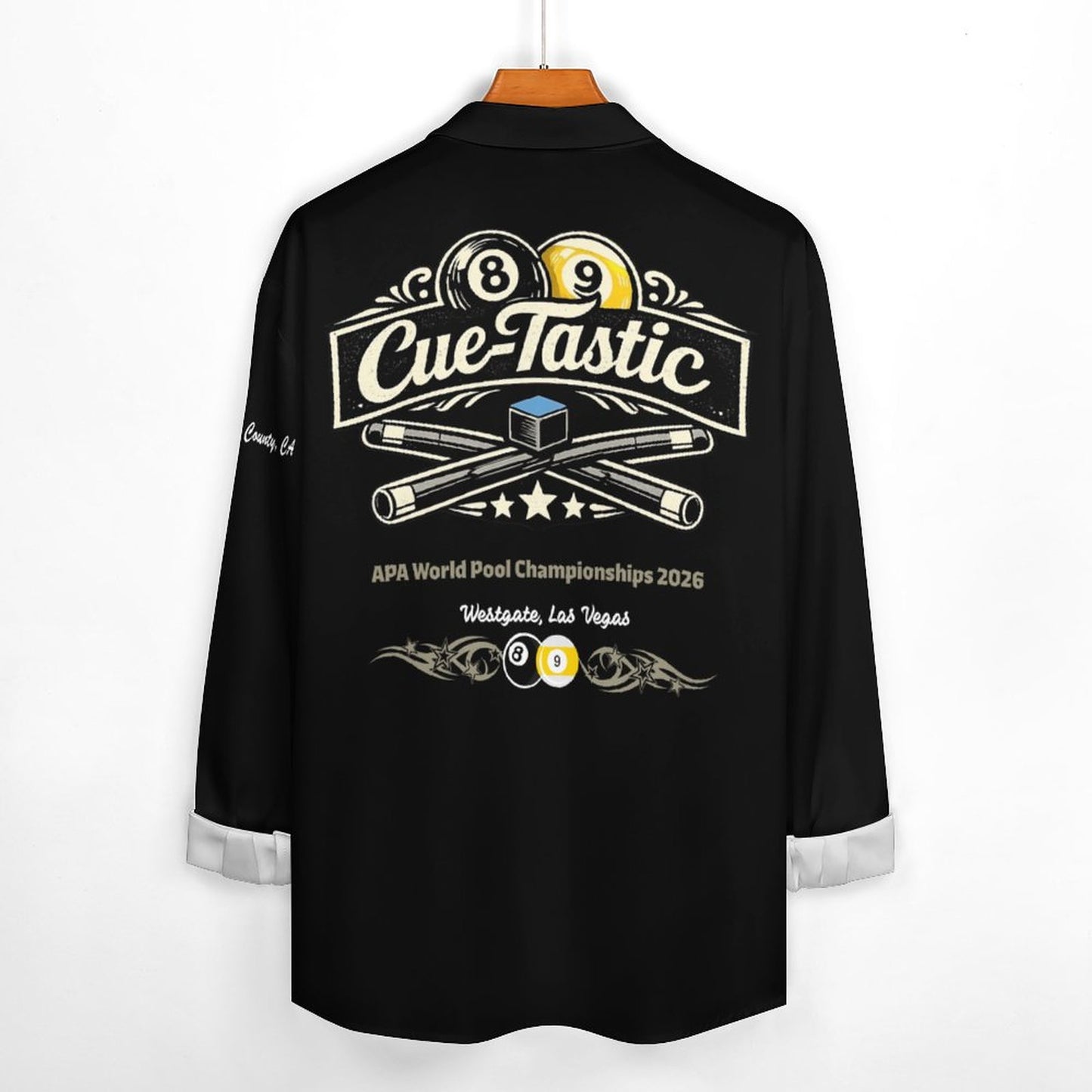 Cue-Tastic Team Shirt - Men's Long Sleeved Lapel Collar Shirt