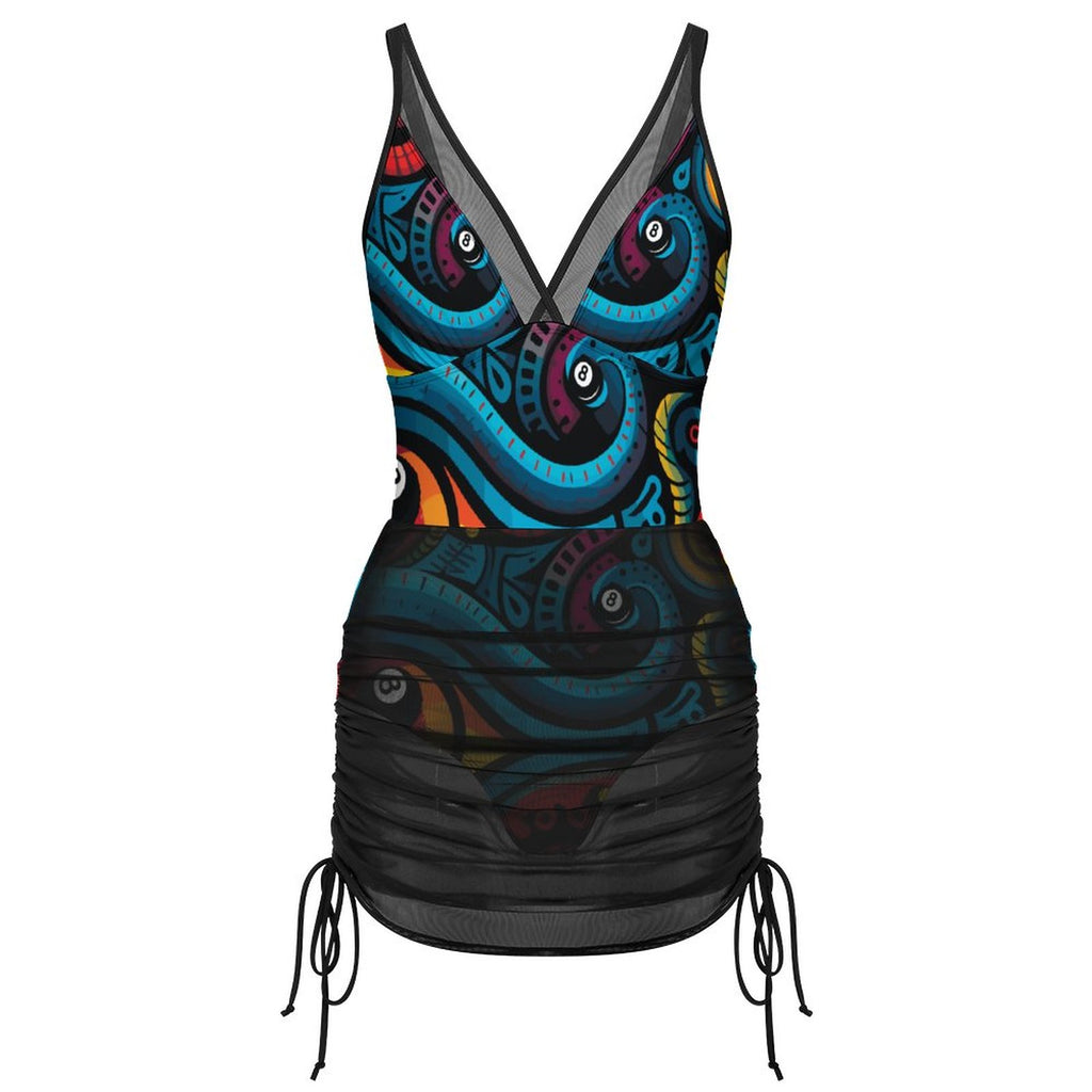 Dead Stroke Mesh One Piece Swimsuit For Women(