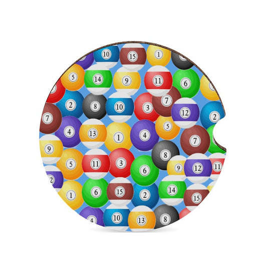 Poolball Wooden Car Coaster – Cup Holder Protector Set