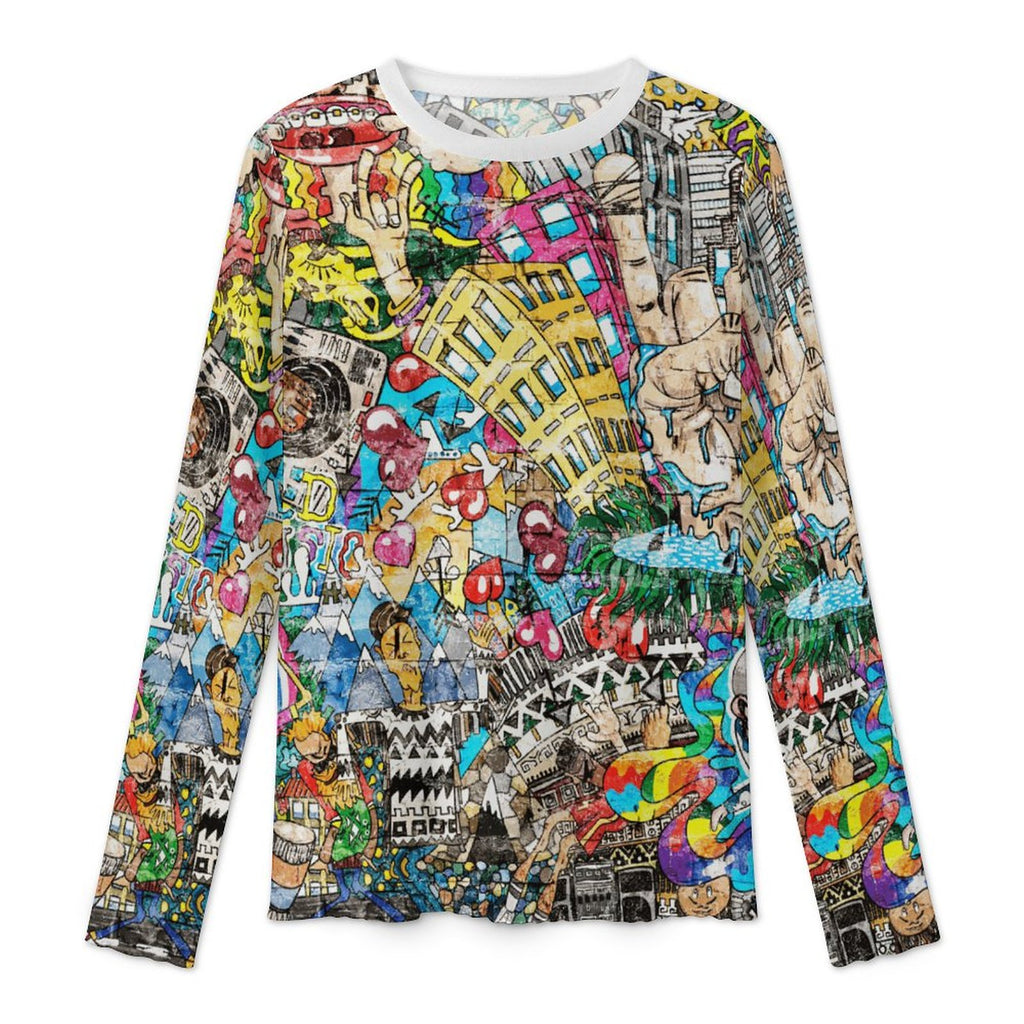 Busy City Long Sleeve Mesh T-Shirt
