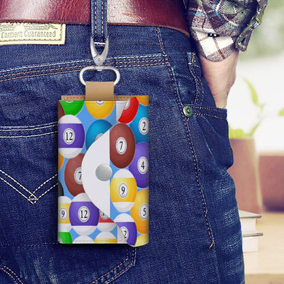 Leather Key Holder Pouch – Pool Balls Collection