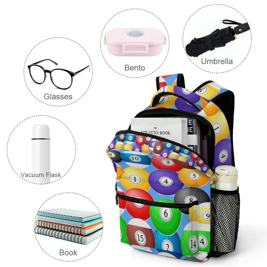 Pool Balls Collection: Durable Children's School Backpacks(2 Sites)