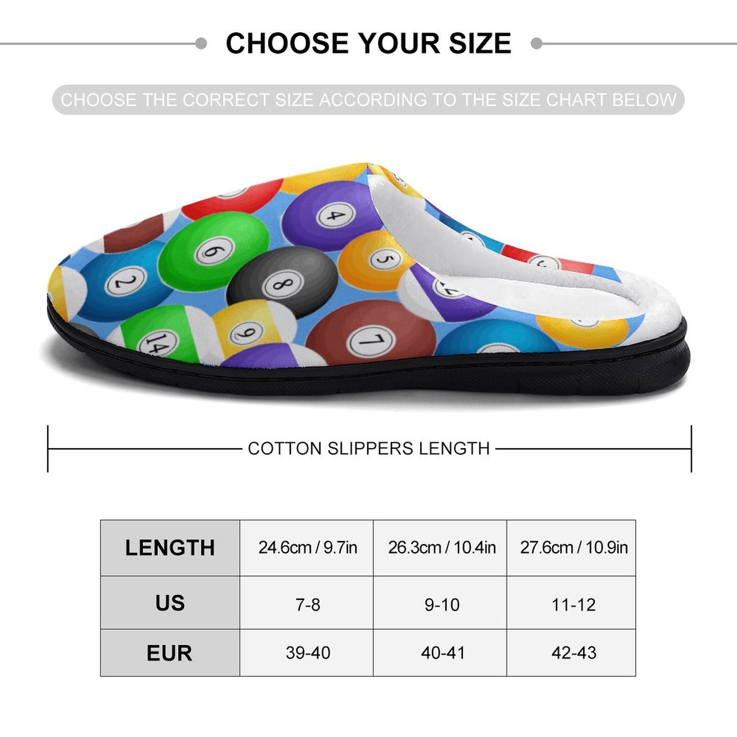 Pool Balls Cotton Women's Slippers – Comfortable Indoor House Slippers