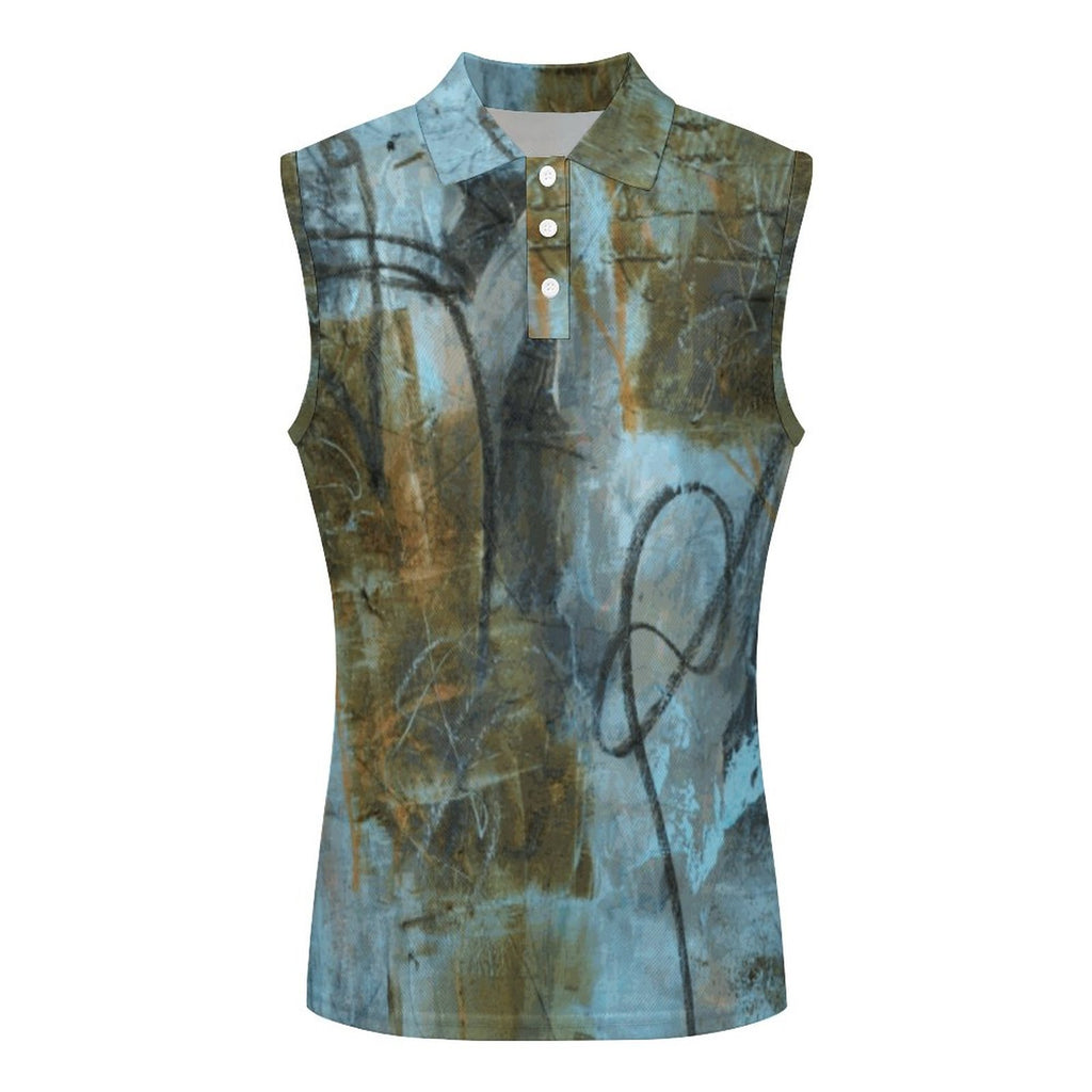 140gsm Women's Sleeveless Polo Shirt(All-Over Printing)